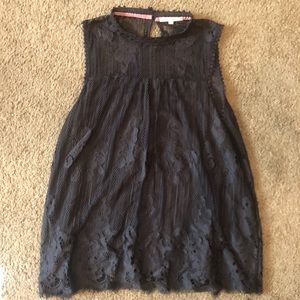 Hint of Mint, Navy high neck, lace blouse.